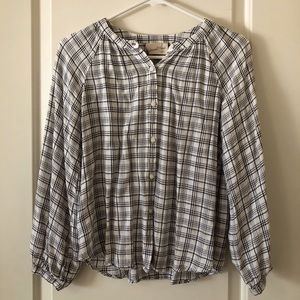 Striped Button Bown Blouse